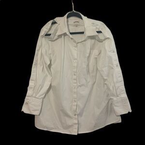 DUBGEE BY Whoopi White Button Down shirt sz L